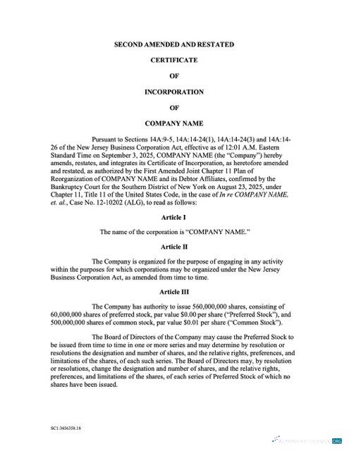 Download USA New Jersey certificate of incorporation Word and PDF template Photoshop template